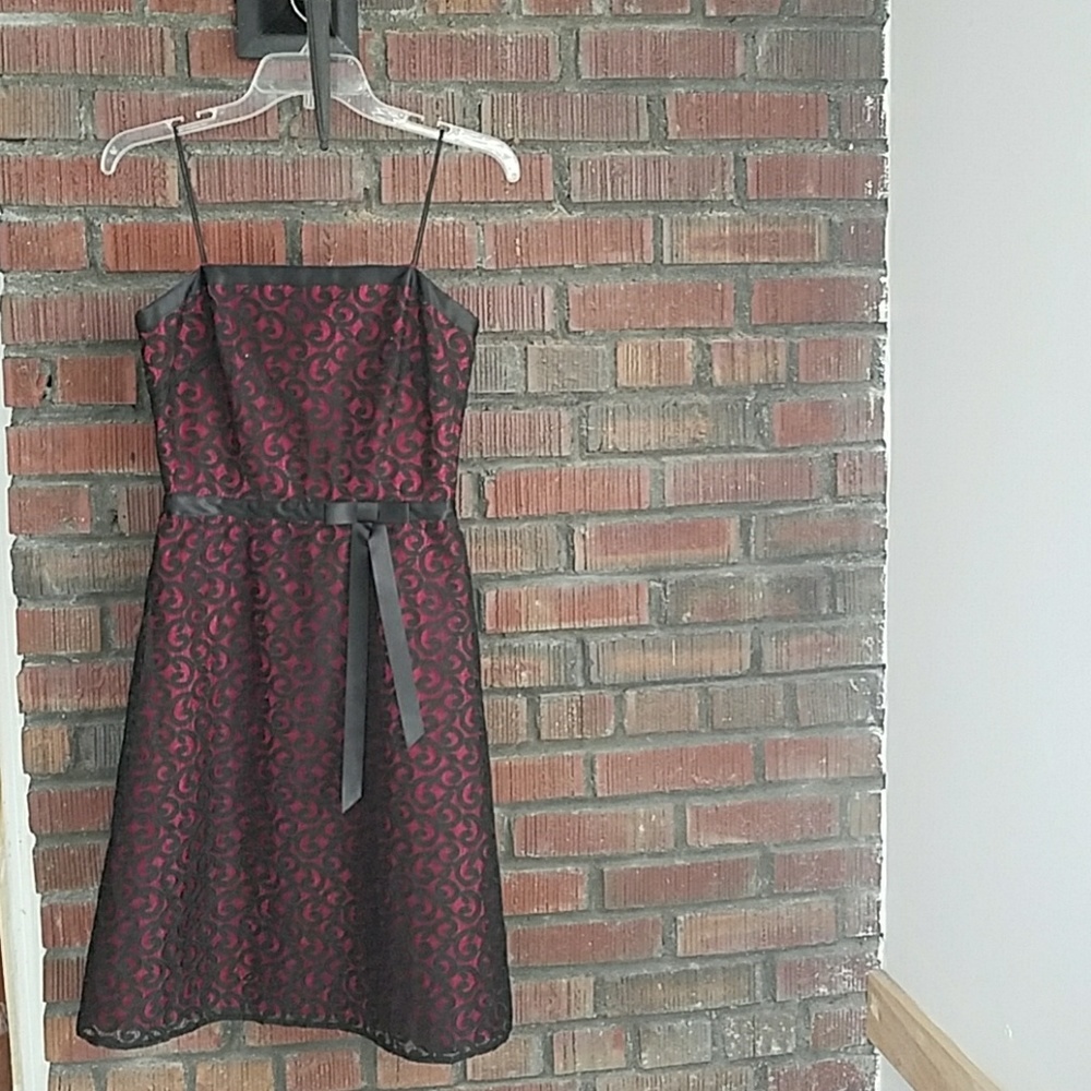 Black Cocktail Lace with Red Satin Lining